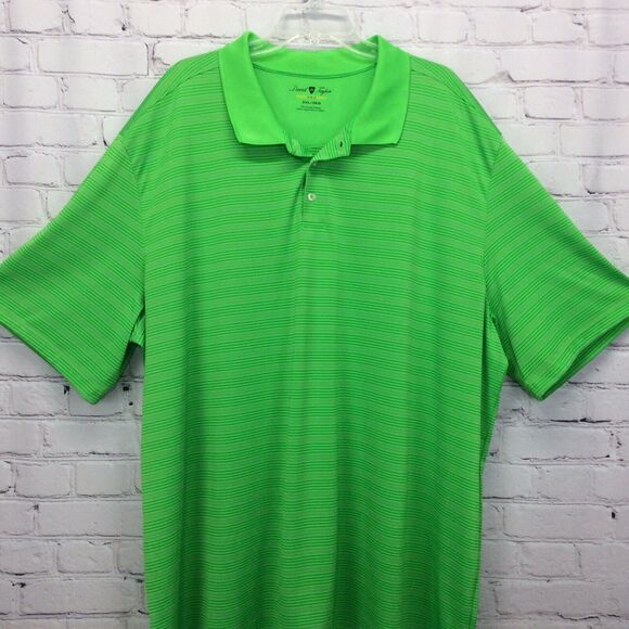 David Taylor Pro Golf Polo Men's Big & Tall Size 3XL Athleisure Green Striped - Picture 7 of 8